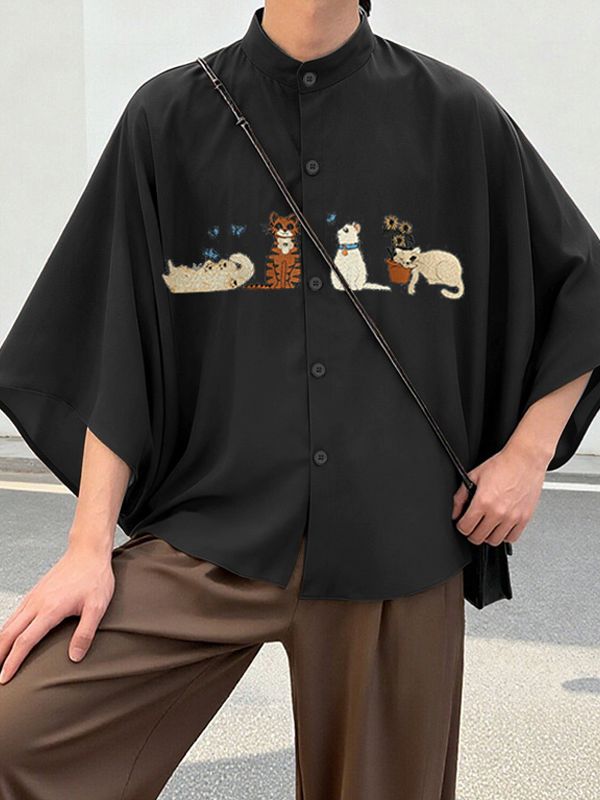 Men's Animal Embroidery Casual Shirt SKUL40213