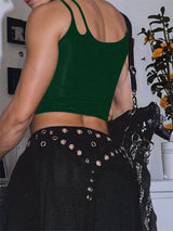 Men's Solid Color Lace-Up Patchwork Cropped Tank SKUL15375