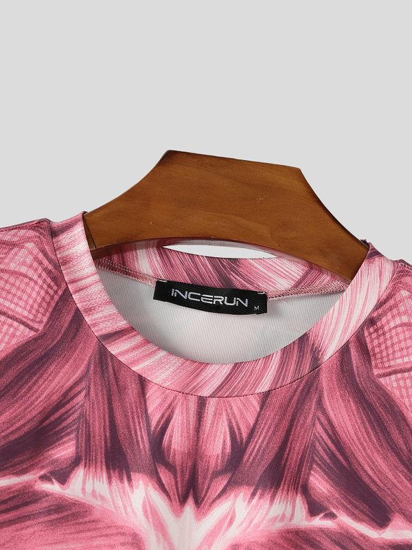 Men's Avant-Garde Party 3D Muscle Print Tight Fit Long Sleeve Round Neck T-shirt SKUL81070