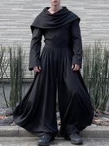 Men's Solid Color Loose Draped Neck Two Pieces Outfit SKUL50774