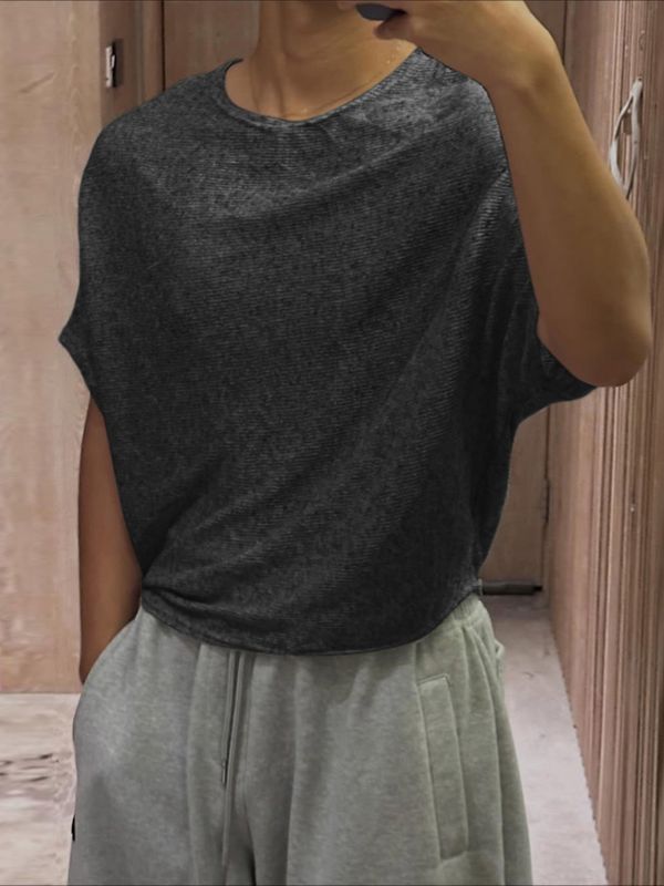 Men's Deconstructed Solid Color Sheer T-shirt SKUL54445