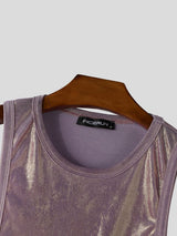 Men's Avant-Garde Nightclub Metallic Foil Deep Armhole Tank SKUL73780