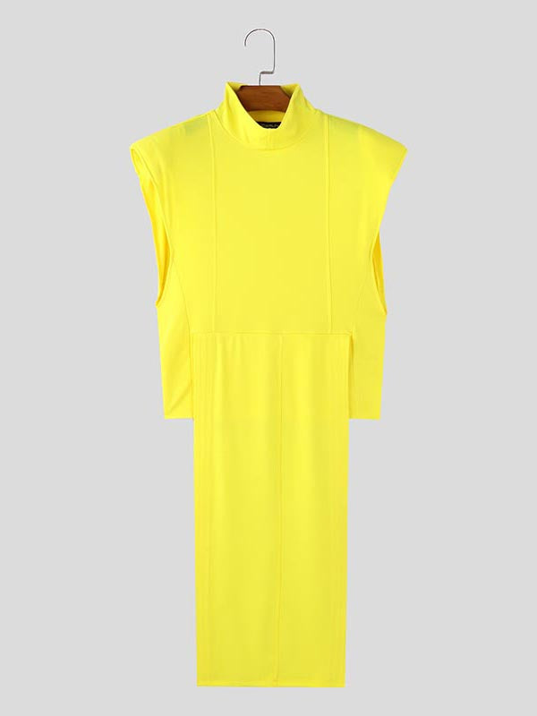 Mens Solid Color Asymmetrical Hem Sleeveless Tank SKUK90469