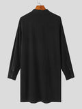 Mens Solid Stand Collar Cotton Muslim Robe SKUK28891