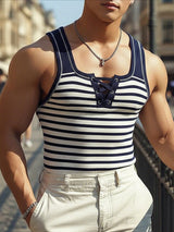 Men's Stripe Contrast Color Casual Tank SKUL47888
