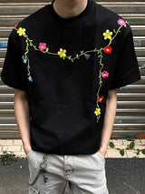 Mens Floral Embroidered Short Sleeve T-Shirt SKUL16765