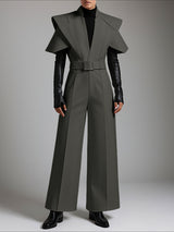 Men's Deconstructed Padded Shoulder Short Sleeve Jumpsuit SKUL47945