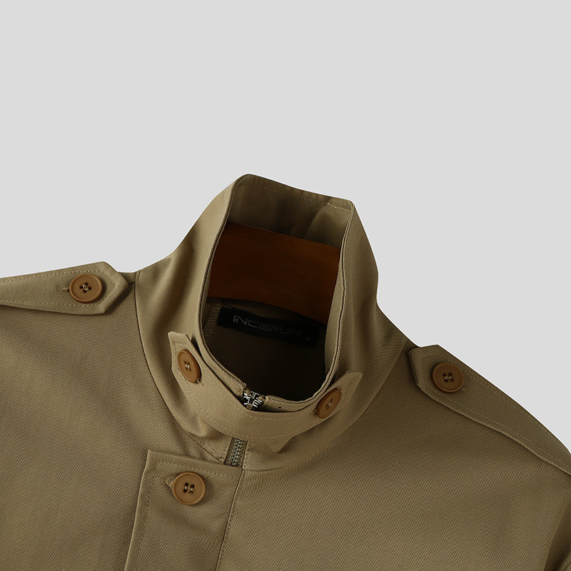 Men's Solid Biker Style Long Sleeve Jacket SKUL32036