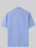 Mens Solid Revere Collar Short Sleeve Shirt  SKUK53580