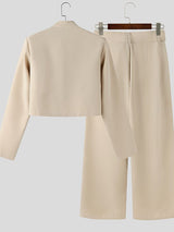 Men's Solid Color Star Collar Cropped Two Pieces Outfit SKUL45355