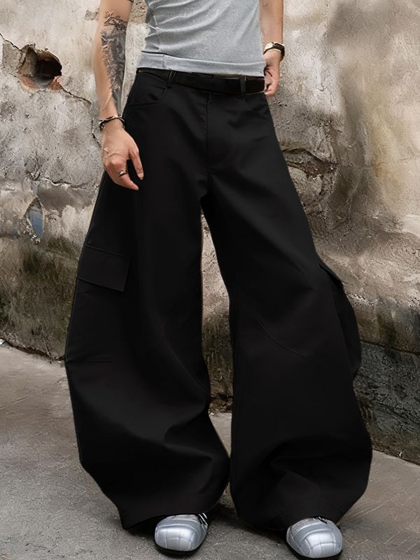 Men's Solid Wide Leg Loose Casual Pant SKUL32986