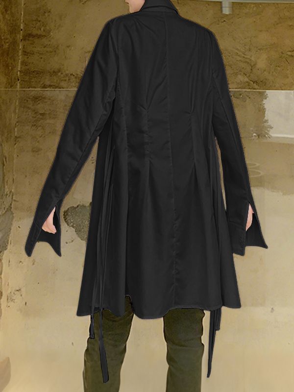 Men's Deconstructed Loose Drawstring Long Sleeve Shirt SKUL37534