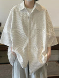 Mens Solid Texture Loose Short Sleeve Shirt SKUK51083