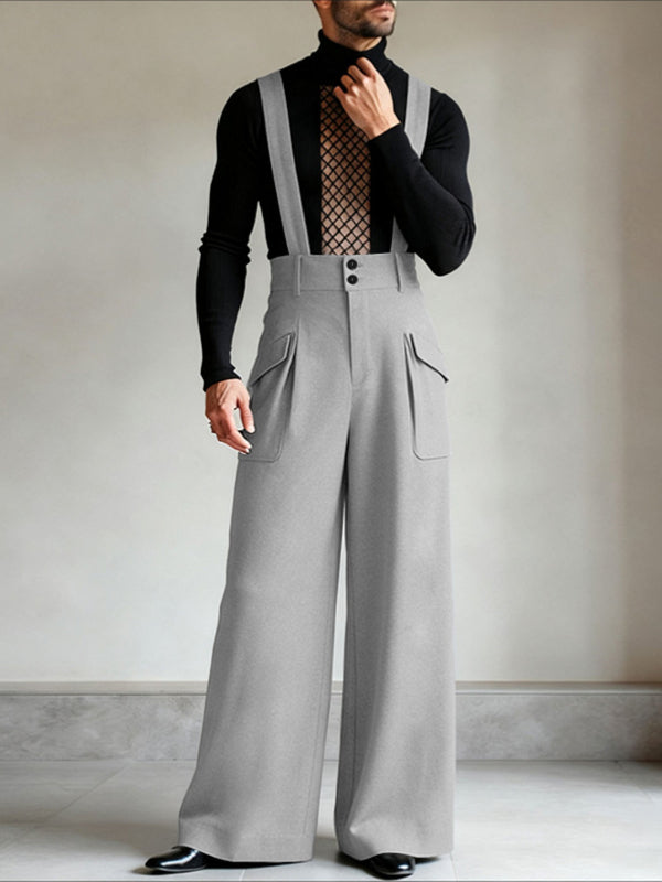 Men's Solid Color Casual Textured Overall SKUL65911