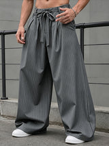 Men's High-Street Japanese Harajuku Pinstripe Wide-Leg Pant SKUL75700