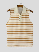 Men's Striped Color Block Casual Sleeveless Shirt SKUL19088