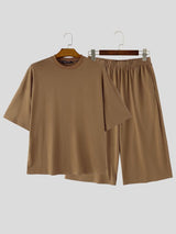 Men's Casual High Street Cityboy Oversized Solid Two Pieces Outfit SKUL71295