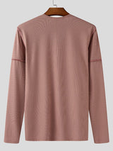 Men's Deconstructed Placket Button Long Sleeve T-Shirt SKUL37700