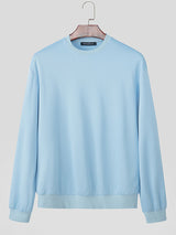 Men's Solid Color Casual Textured Long Sleeve Sweatshirt SKUL28385