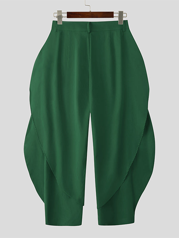 Men's Solid Color Layered Pleated Casual Pant SKUL25109