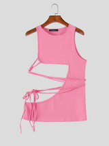 Men's Deconstructed Cut Out Tie Tank SKUL57166