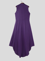 Mens Solid Color Ruffled Long Hem Sleeveless Waistcoat SKUL23621