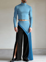 Men's Solid Color Deconstructed Textured Two Pieces Outfit SKUL43726