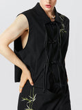 Mens Chinese Style Bamboo Embroidered Sleeveless Shirt SKUK14479