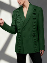 Men's French Ruffle Patchwork Long Sleeve Blazer SKUL43666