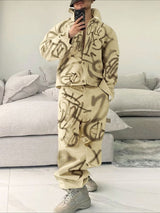 Men's Graffiti Print Contrast Color Two Pieces Outfit SKUL35077