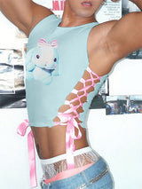 Men's Cartoon Print Cropped Tank SKUL20263