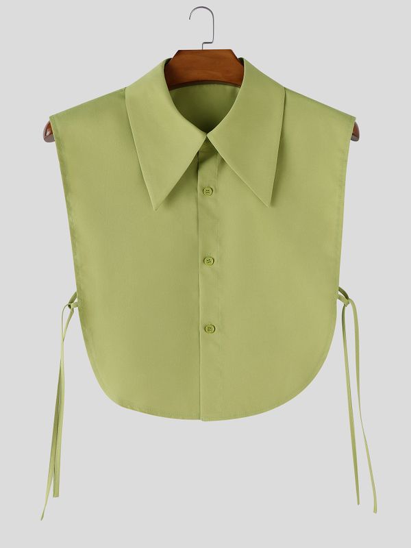 Men's Avant-Garde Pointed Collar Side Tie-Up Cropped Shirt SKUL68068