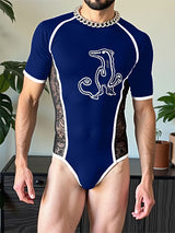 Men's Fun Print Lace Patchwork Bodysuit SKUL21288