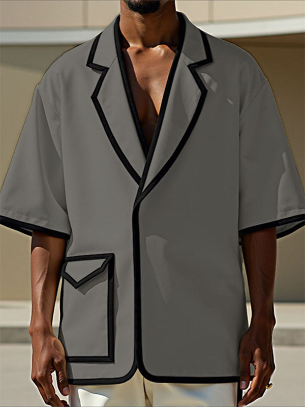 Mens Bold Stripe Contrast Color Short Sleeve Blazer SKUL16901