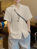 Mens Solid Revere Collar Short Sleeve Shirt SKUK07643