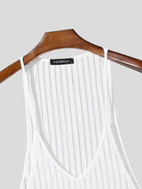 Men's Sexy Sheer Vertical Stripe Low Cut Open Side Tank SKUL54612