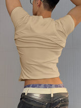 Men's Faux Two-Piece Versatile Stretch Short Sleeve T-Shirt SKUL35292