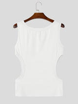 Men's Avant-Garde Side-Cutout Ribbed Knit Fit Tank SKUL69686