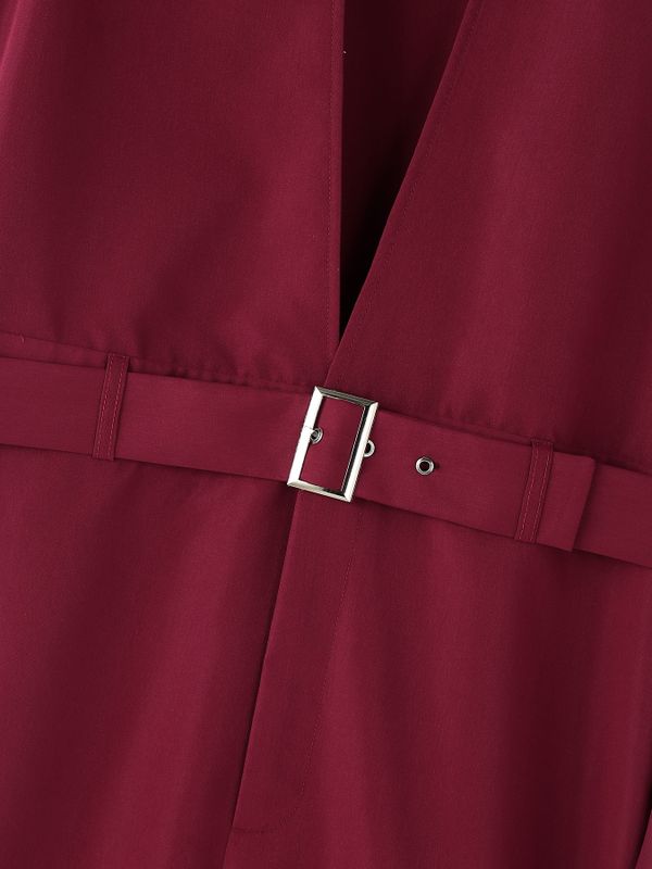 Men's Solid Color Deep V Neck Slit Jumpsuit SKUL55619