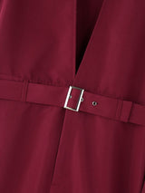 Men's Solid Color Deep V Neck Slit Jumpsuit SKUL55619