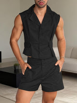 Men's Solid Color Two Pieces Outfit SKUL57805