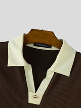 Men's Colorblock Neck Short Sleeve Shirt SKUL21315