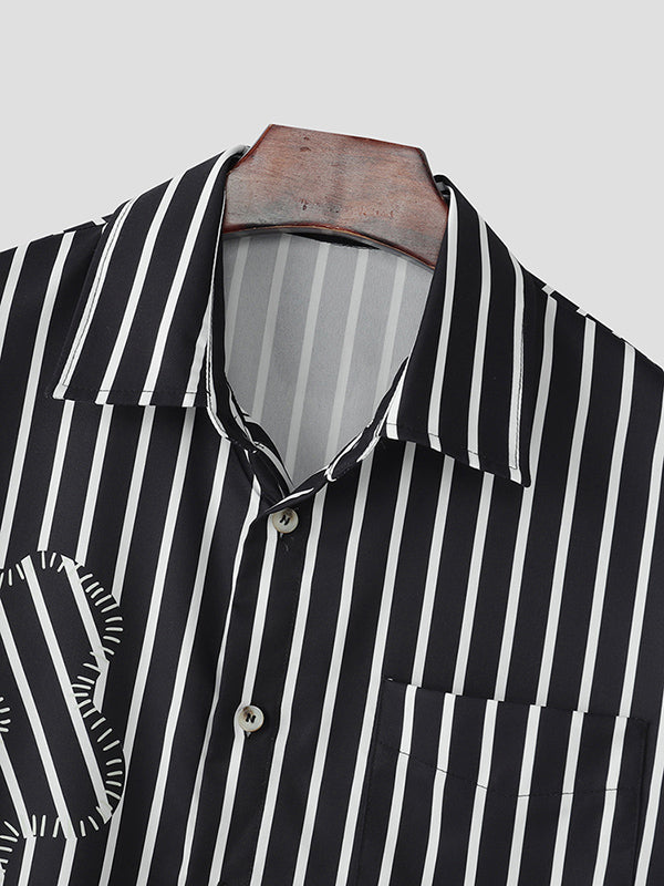 Mens Striped Colorblock Short Sleeve Shirt SKUL06487