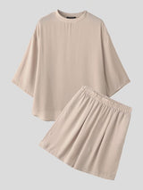 Men's Avant-Garde Sheer Aesthetic Casual Sheer Mesh Oversized Two Pieces Outfit SKUL68365