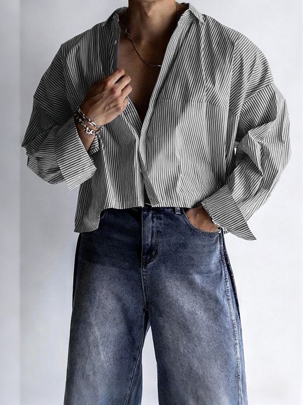 Men's Striped Casual Long Sleeve Shirt SKUL37285