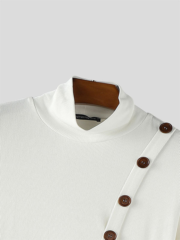 Men's Solid Color Irregular Hem Long Sleeve T-Shirt SKUL27439