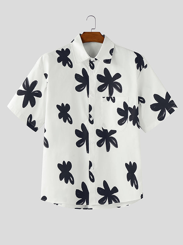 Mens Floral Print Short Sleeve Shirt SKUL12954