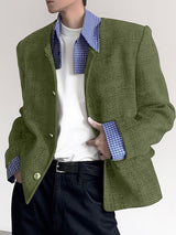 Men's Faux Two-Piece Striped Long Sleeve Jacket SKUL34037