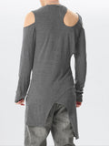 Mens Cutout Deconstruction Design Long Sleeve T-Shirt SKUK42903