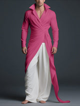 Men's Knotted Stand Collar Long Sleeve Shirt SKUL34072